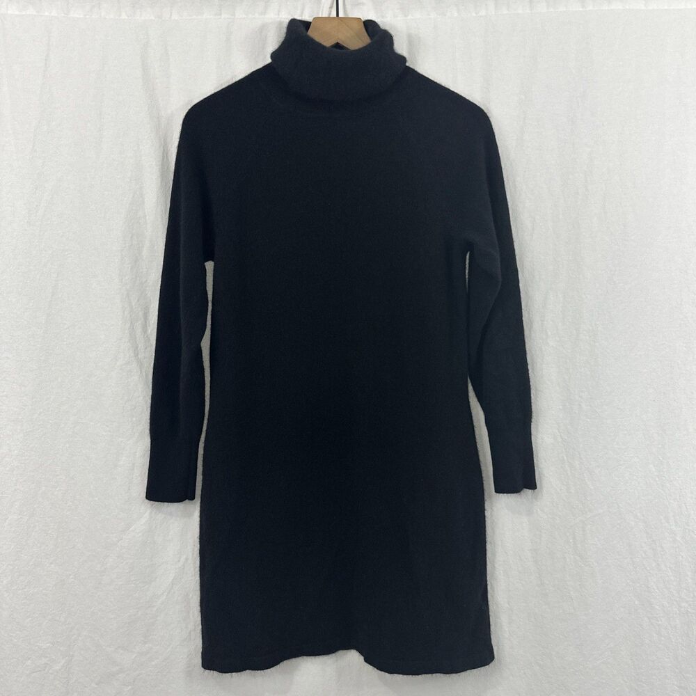 Quince Mongolian Cashmere Black Turtleneck Sweater Dress Womens Sz L Luxury